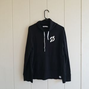 Peloton Black Pullover Cowl Neck Size Small Jacket Logo Spellout Long Sl…